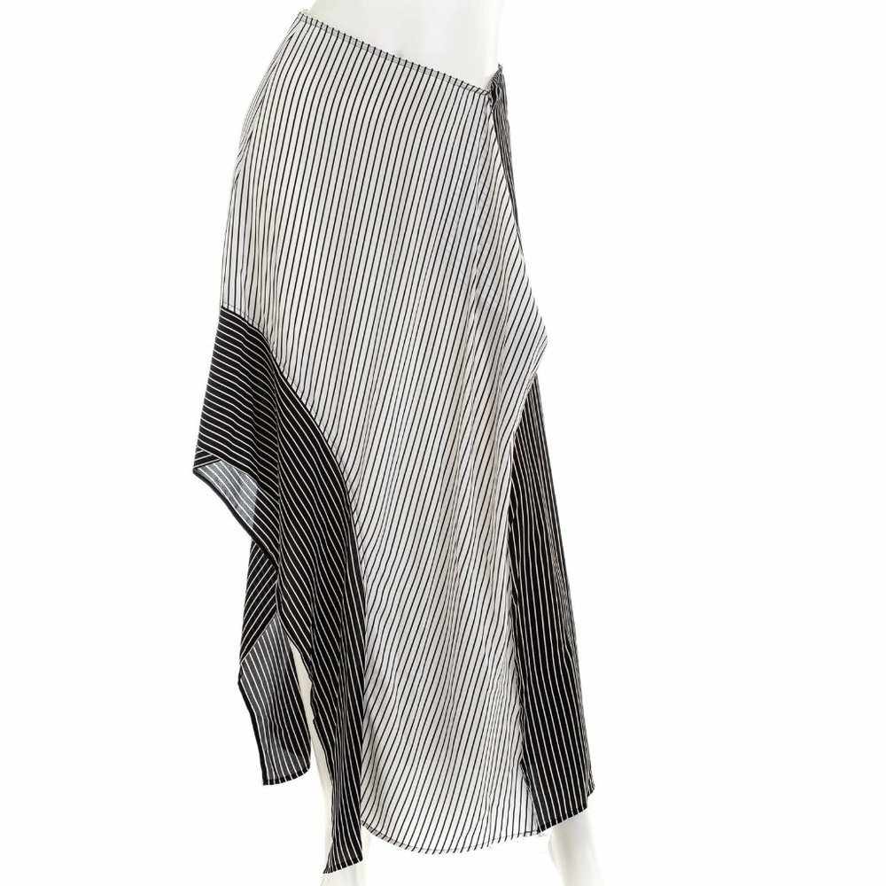 New Robert Rodriguez asymmetric stripe crepe contrast panel high rise midi skirt - Picture 8 of 14
